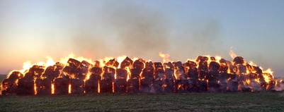 Spłonął stóg w Kurowie